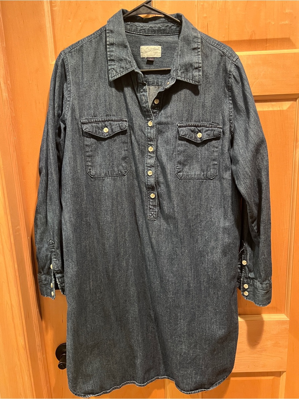 Universal Thread Womens Classic Blue Denim Mini Shirtdress Long Sleeve Cowgirl L